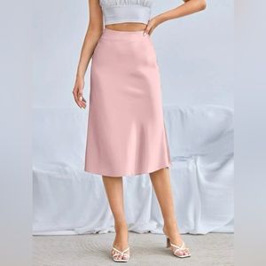 SHEIN Zipper Side Solid Satin Skirt